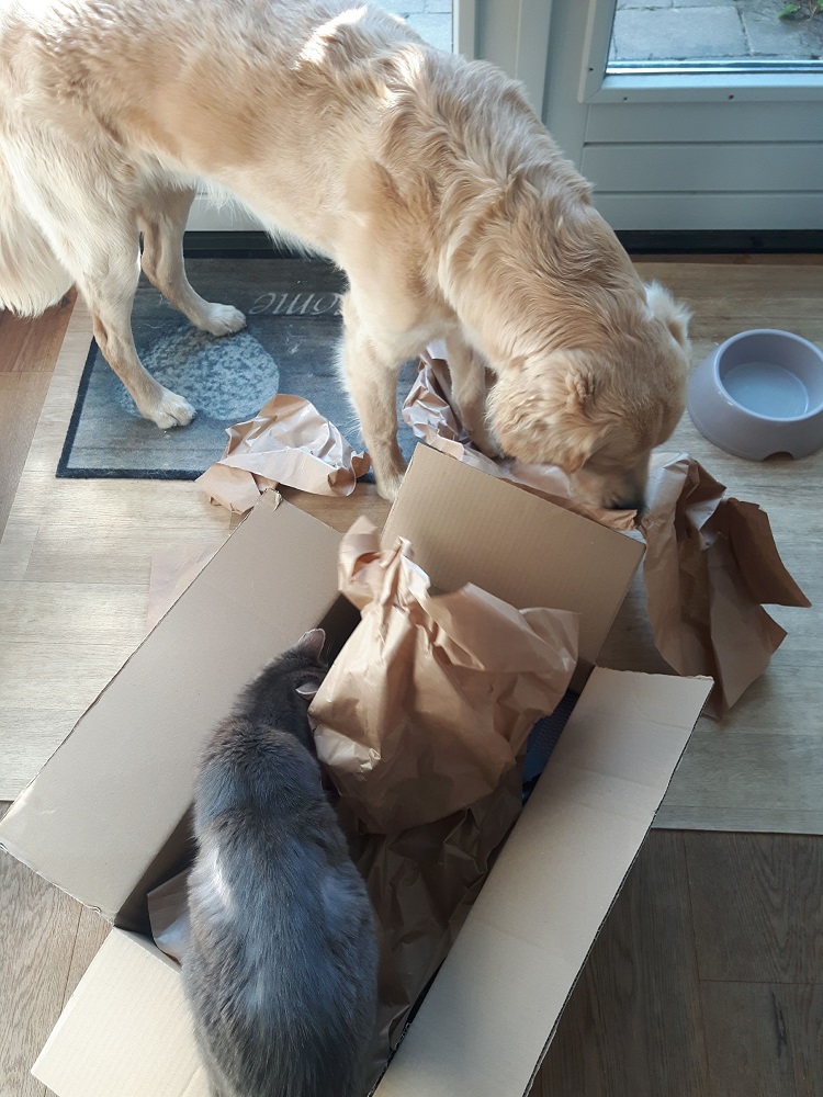Guus krijgt spullen van Sis & Dog